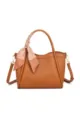 Bolso cubo de cuero marrón para mujer elegante bolso cruzado con bufanda elegante accesorio - Marrón