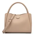 Bolso de mano elegante beige de cuero PU para mujer, bolso cruzado con asa superior. - Galleta