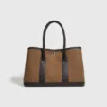 Elegante bolso de mano de tweed marrón y cuero, amplio bolso de hombro para otoño invierno. - Sin Muñeco / L