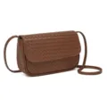 Bolso Bandolera De Piel Trenzada Marrón Elegante Bolso De Hombro Casual Moda Mujer - Caramelo