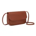 Bolso cruzado de cuero tejido marrón, bolso de hombro elegante para la moda diaria de mujer. - Mud Red