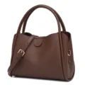 Bolso bandolera de cuero marrón para mujer, elegante bolso tote de gran capacidad diario. - Café
