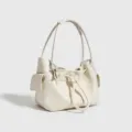 Minimalistische witte lederen schoudertas voor dames, chique casual tas voor dagelijks gebruik. - L / Wit