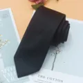 Classic black men necktie for business suit slim narrow design fine diagonal weave fabric accessory - Black Fine Lines