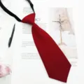 Red short tie for children and girls, stylish school uniform necktie and JK accessory. - Burgundy