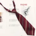 School style JK necktie, polyester jacquard striped pre-tied tie for women and girls. - Blue Gold Striped Style (X1LD-02) / Burgundy