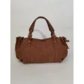 Brown faux suede women handbag casual tote bag shoulder bag daily commuting handbag. - Brown
