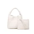 Ensemble sac hobo en cuir tisse blanc, elegant sac a epaule pour femmes avec pochette. - 8060# Blanc cassé