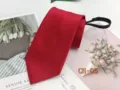 Men's red zipper necktie, classic stripe woven business casual tie with easy zipper design. - CH-05