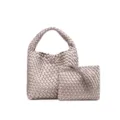 Sac à main tissé métallique et pochette, sac cabas chic et pochette poignet pour femmes. - 8060# Argent