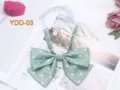 Details of the Korean style sweet polka dot double layer bow tie, perfect for JK uniforms. - Light Green