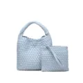 Ensemble de sacs à main en cuir tressé bleu clair, cabas hobo chic et pochette pour femmes élégantes. - 8060# Bleu glacier