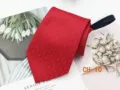 Men's red zipper tie business casual pre-tied necktie with textured stripe pattern detail. - CH-10