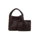 Sac à main et pochette en cuir tissé marron foncé, sac fourre-tout artisanal pour femmes. - 8060# Café