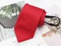 Men's red zipper necktie with white dots, easy-pull ready-to-wear business casual neck tie. - CH-11