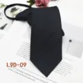 Elegante Cravatta Nera con Zip Uomo Affari Strisce Jacquard Facile da Indossare 8cm - L9D-09