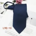 Cravatta con cerniera a righe blu scuro da uomo, elegante cravatta formale da lavoro. - L9D-10