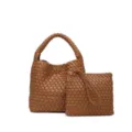 Sac cabas tresse marron, elegante sacoche en cuir avec pochette assortie pour femme quotidien. - 8060# Marron