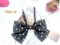 Black and white polka dot double bow tie JK uniform collar sweet style fashion accessory - Black