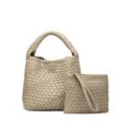 Ensemble sac a main cabas tisse en cuir avec pochette, sac epaule beige chic pour femme. - 8060# Abricot