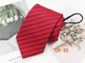 Men Red Striped Zipper Tie Pre-tied Business Casual Necktie 8cm Wedding Groom Party - CH-20