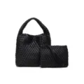 Élégant ensemble de sac à main en cuir tissé noir, design chic pour le travail et le quotidien. - 8060# Noir