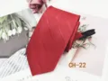 Red striped zipper tie detail, pre-tied easy necktie for business and wedding events. - CH-22