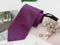 Men's red zipper necktie with blue diamond pattern, easy pull-on design for business casual wear. - CH-24