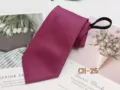 Men's red textured zipper tie, business casual woven striped lazy necktie for men daily wear. - CH-25