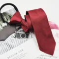 Solid color dark red men's necktie narrow business formal wear wedding suit accessory. - Burgundy