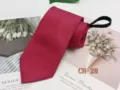 Men's Red Zipper Necktie Easy Pull Ready Tied Groom Business Casual Striped Tie 8cm - CH-28