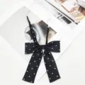Black polka dot JK bow tie for women, sweet Japanese uniform collar accessory with strap. - Black