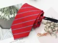 Red striped zipper tie for men, easy wear pre-tied necktie for business casual wear and weddings. - CH-32