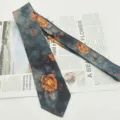 Men retro floral cotton necktie 8cm casual stylish flower printed tie for formal wear. - MLD-01