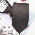 Men zipper necktie 7.5cm brown jacquard pre-tied tie business casual style accessory - LDL-02