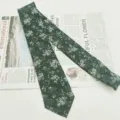 Men's dark green cotton floral necktie, retro 8cm casual floral printed tie for business suit accessories. - MLD-02