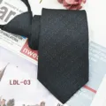 Men business casual zipper necktie 7.5cm striped jacquard lazy tie for daily office wear - LDL-03