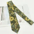 Cravatta floreale vintage in cotone da uomo, cravatta con stampa botanica casual da 8 cm. - MLD-08