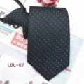 Men's black polka dot business casual zipper tie, 7.5cm jacquard pre-tied necktie. - LDL-07
