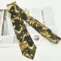 Cravatta uomo retrò floreale in cotone 8cm moda tempo libero stampa floreale vintage - MLD-09
