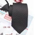Men's business casual zipper tie, 7.5cm black jacquard polka dot lazy necktie daily wear. - LDL-08
