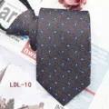 Men's business casual zipper necktie 7.5cm jacquard polyester pre-tied tie for daily wear. - LDL-10