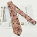 Cravatta uomo in cotone con stampa floreale vintage, elegante cravatta retrò da 8 cm. - MLD-12