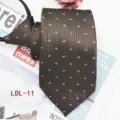 Men business casual zipper tie 7.5cm jacquard polyester silk lazy pre-tied necktie for daily wear - LDL-11
