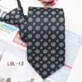 Men business casual zipper tie 7.5cm black jacquard polyester lazy non-knot necktie - LDL-12