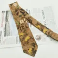 Cravatta da uomo in cotone con stampa floreale marrone vintage, cravatta casual. - MLD-14