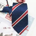 Men business casual zipper necktie 7.5cm blue red white striped jacquard lazy tie wholesale - LDL-15