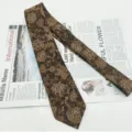 Cravatta uomo vintage in cotone con stampa floreale marrone, casual 8cm elegante. - MLD-28