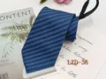 Men blue striped business zipper tie pre-tied necktie 8cm formal wear stylish new - Dark Blue Striped (LZD-36)