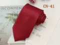 Burgundy striped business tie detail, fine twill fabric texture, professional formal wear. - CN-41
